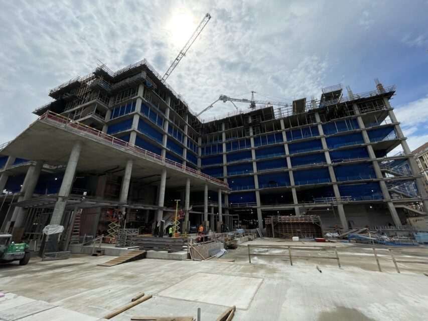 A concrete building under construction